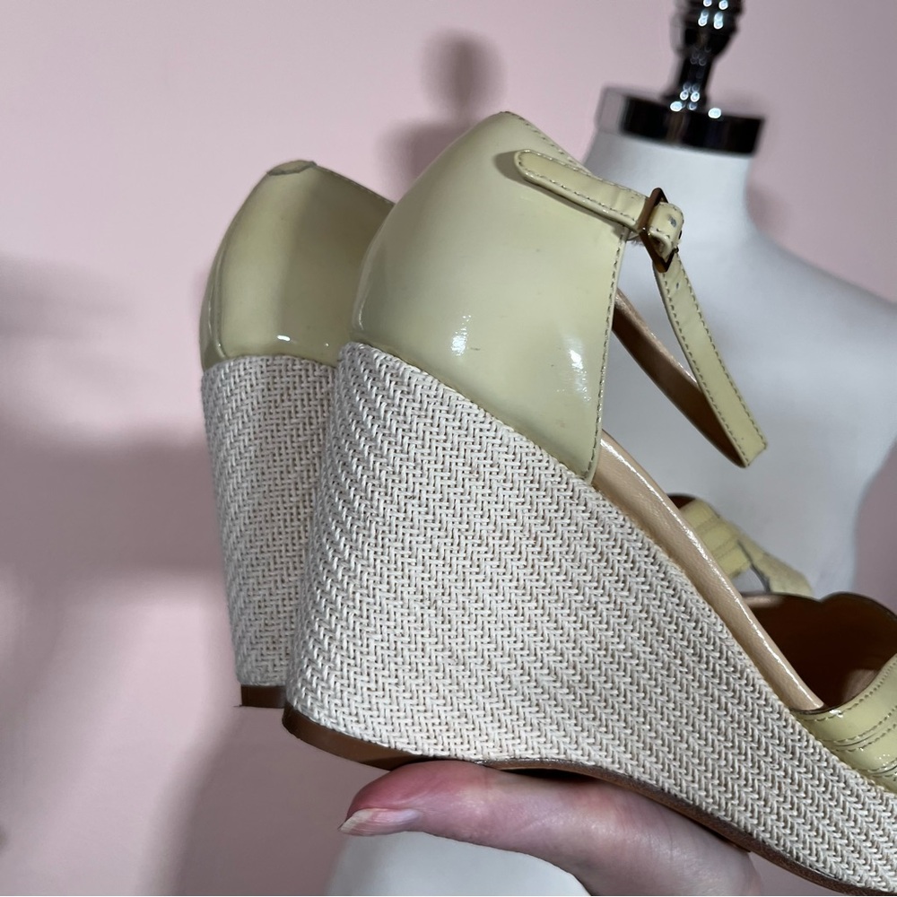 Cole Haan Classic Mobwife Cream leather Espadrilles wedge Heel Sandals shoe 9.5 - Picture 14 of 17